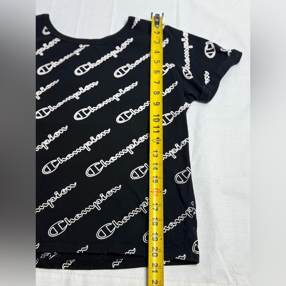 Champion Women’s Black Logo Short Sleeve Crop Top Tee Sz: Large - Picture 3 of 5